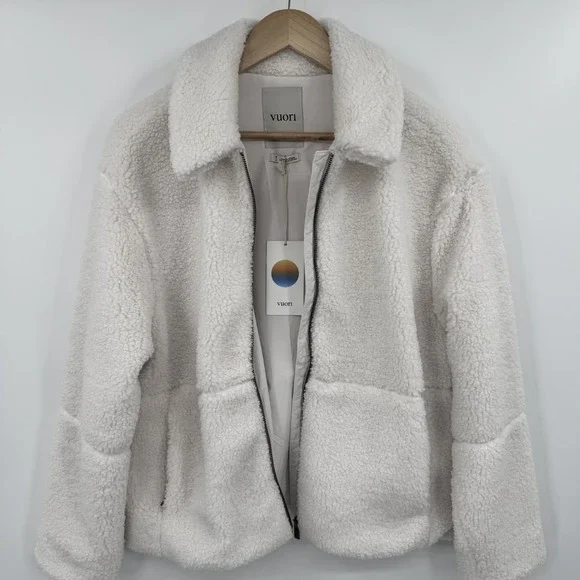 Vuori Lou Full Zip Jacket White Marshmallow Color Cozy Chic Fleece Sherpa M NEW - Picture 5 of 15